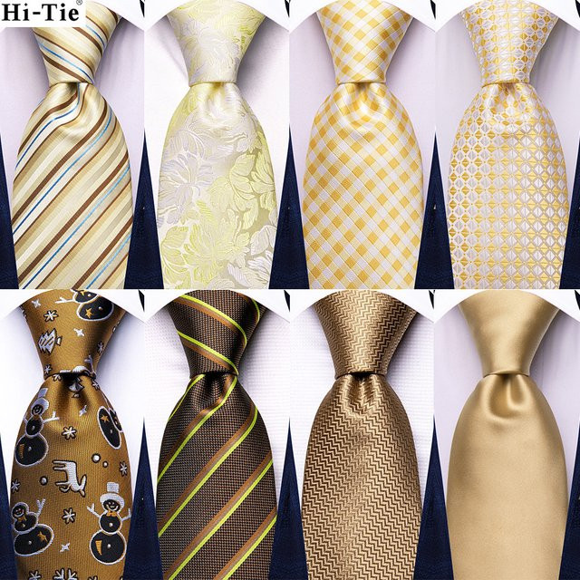 Hi-Tie Krawatten Set, Seide, Champagner, Herren - Bild 1