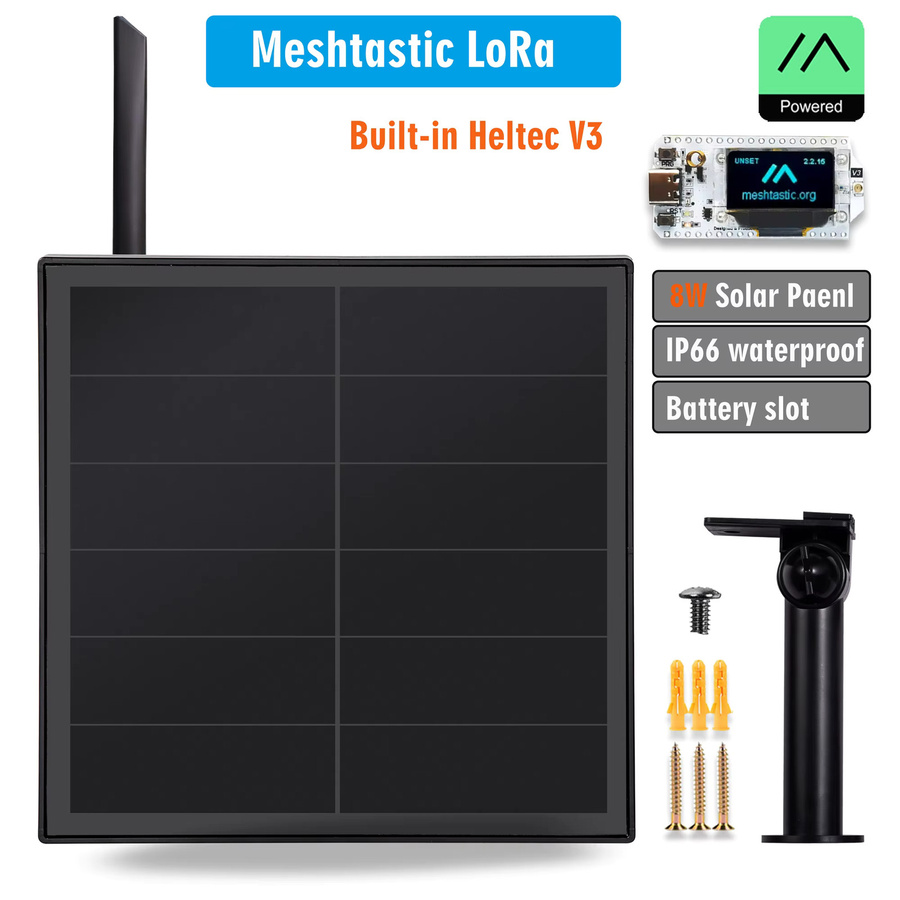 Heltec V3 LoRa-Knoten mit 8W Solarpanel für Meshtastic und LoRaWAN Netzwerkübertragung in Schwarz - Bild 1