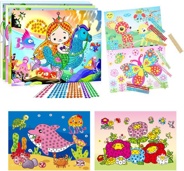ZYF Cartoon-Diamant-Kristall-Aufkleber-Set, Tiere, Bunt, 4/8/12 Blatt - Bild 1