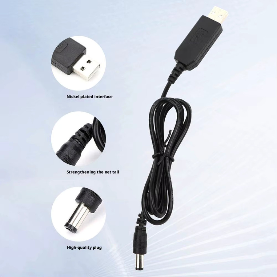 USB zu DC 5,5 x 2,1 mm Boost-Kabel Stromverstärkerkabel Schwarz für 9V/12V mit 8 DC-Anschlüssen - Bild 3