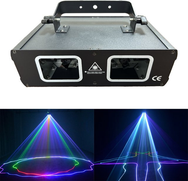 Ybeiyuan Disco Laser Projektor mit Dual Lens RGB Beam Line Scanner und DMX512 für DJ, Party, Hochzeit und Bühne, Mehrfarbig - Bild 1
