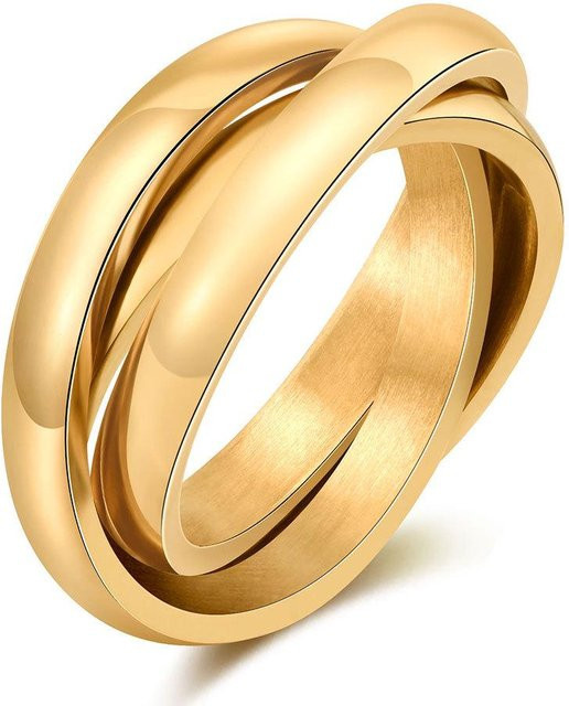 Ring Edelstahl, 3mm, dreifarbig, Bicolor, Unisex, Size 11 - Bild 1