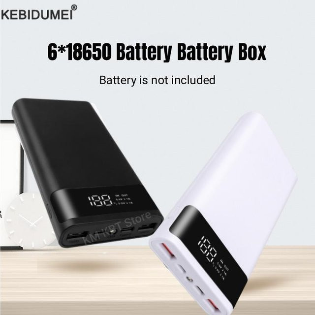 Kebidumei DIY18650 Batteriespeicher Ladebox und Aufbewahrungsgehäuse in Weiß mit Dual USB und Typ-C Anschluss - Bild 1