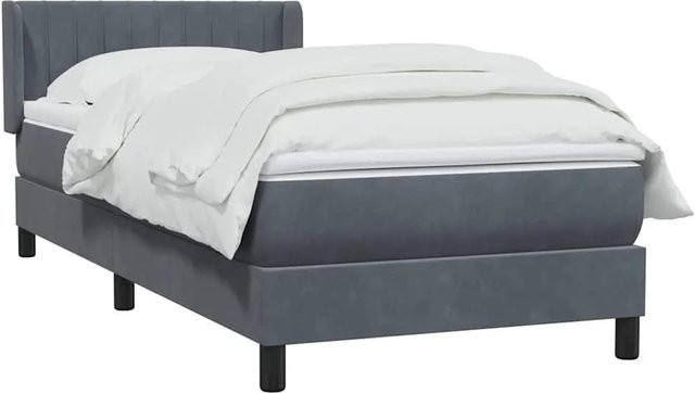 vidaXL Boxspringbett mit Matratze aus Samt in Dunkelgrau, B/T/H: 80 x 210 cm - Bild 1