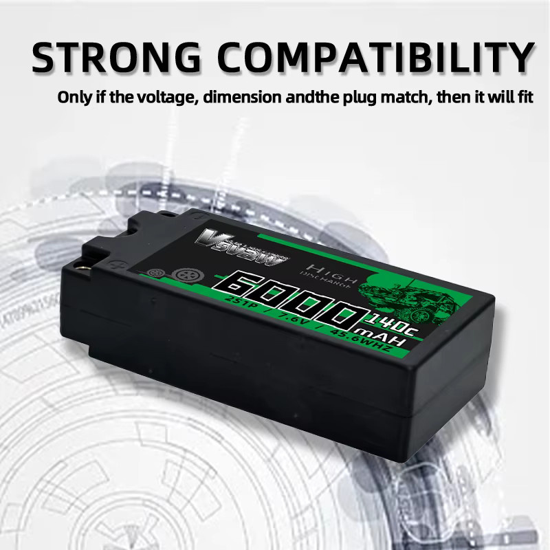 VSVAW 2S 140C Shorty RC Lipo Akku 7,6V 6000mAh Hardcase, mit 5mm Bullet T-Stecker - Bild 2