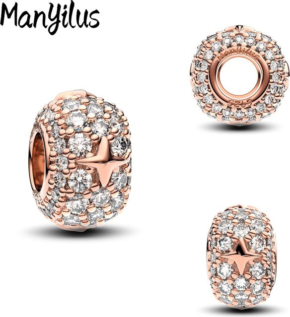 Manyilus Charms, 925 Silber, Roségold, Zirkonia, Damen - Bild 1
