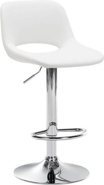 DELUKE Barhocker JAKSON Barstuhl mit Lehne aus weißem Kunstleder und Chrom-Gestell, Höhe: 110 cm, Breite: 46 cm, Tiefe: 42 cm - Bild 1