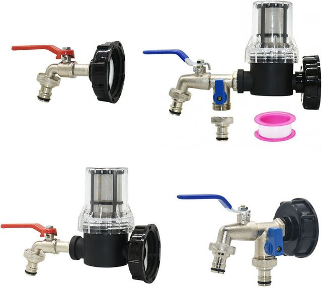 GHHWL IBC Tank Adapter mit S60X6 Gewinde und 1/2 Zoll Schnellanschluss für Gartenschläuche, silberfarbene Metalllegierung - Bild 1