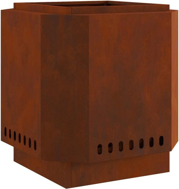 vidaXL Rauchfreier Feuerkorb aus wetterfestem Stahl in Braun, B/T/H: 48 x 48 x 51 cm - Bild 1