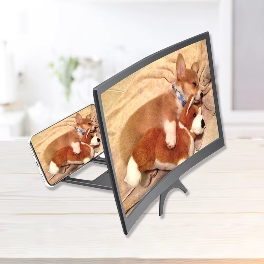 12-Zoll Handy-Bildschirmverstärker mit gebogenem 3D-Display und Videolupe in Schwarz - Bild 2