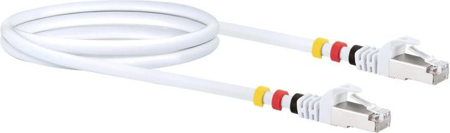 Schwaiger CAT7 S/FTP Ethernet LAN Netzwerkkabel mit Farbclips, Weiß, Länge: 1,0 m - Bild 1