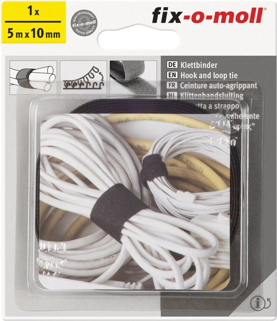 Fix-o-moll Klett-Binder Schwarz 5 m x 10 mm - Bild 1