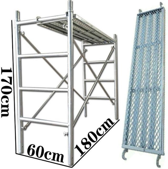 Feuerverzinktes mobiles Gerüst in Silber, Breite: 60 cm, Höhe: 170 cm - Bild 1