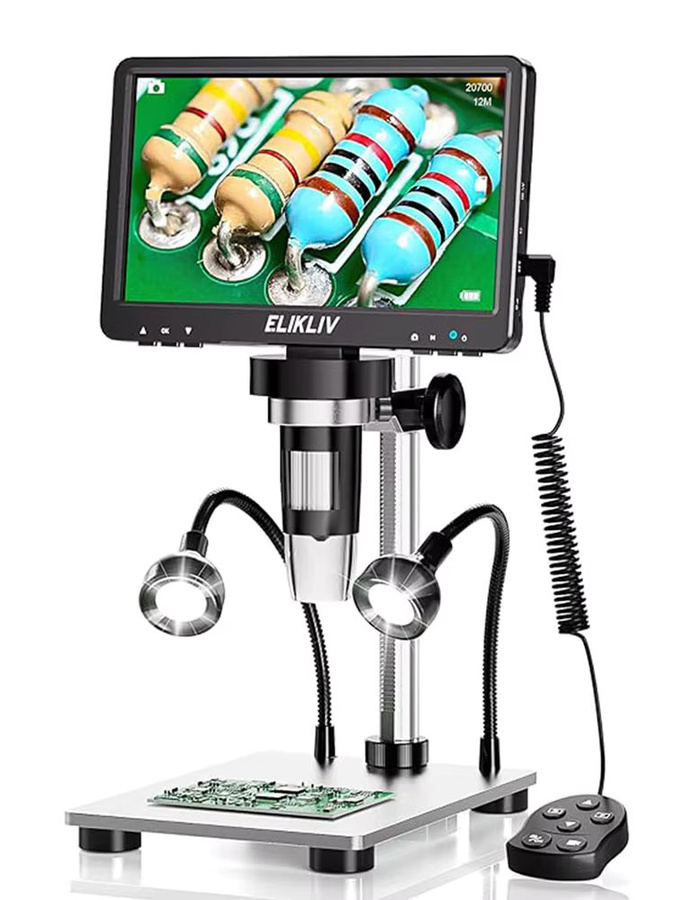 Elikliv DM9 Digitales Mikroskop mit 7 Zoll HD LCD Display, 50X-1200X Vergrößerung, Schwarz, Video Mikroskop Kamera für PCB und Elektronik Löten - Bild 6