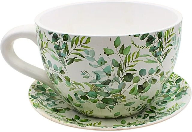 Dekohelden24 Pflanztopf aus Keramik mit Rankenmotiv in Multicolor, B/T/H: 23 x 25 x 14 cm - Bild 1