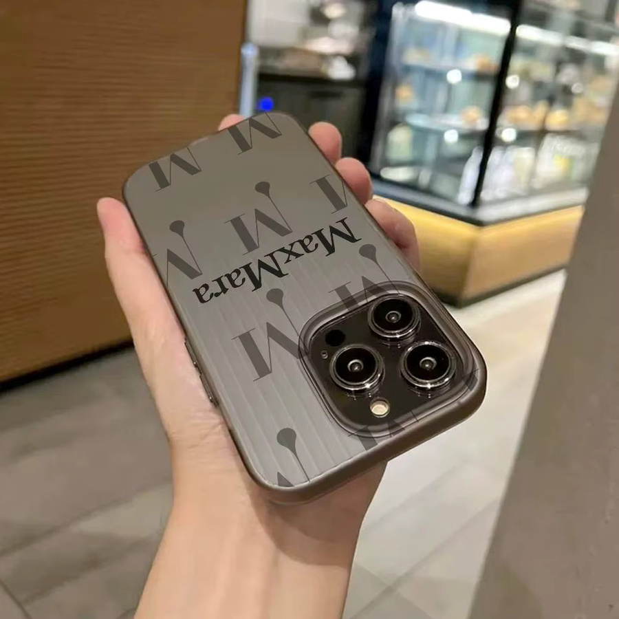 Max Mara Silikon-Handyhülle mit Wellen-Design für iPhone 15 16 17 Pro Max Plus in Grau - Bild 4