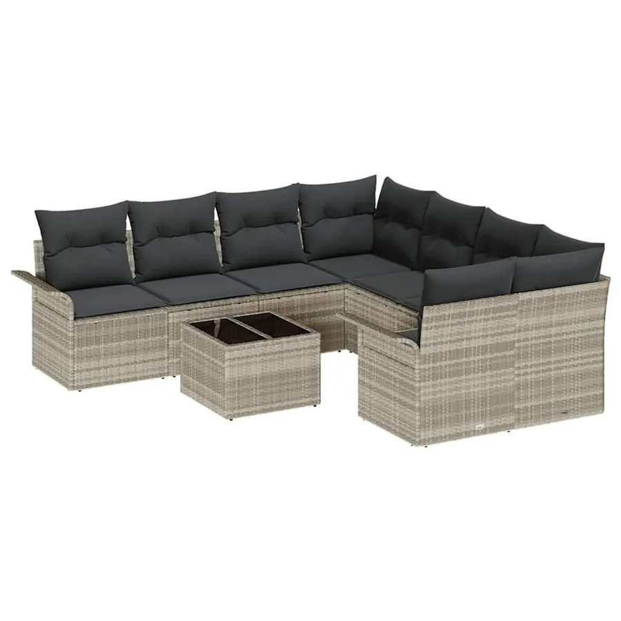 vidaXL Gartensofa-Set aus Poly-Rattan und Metall in Grau mit Polstern und Couchtisch - Bild 2