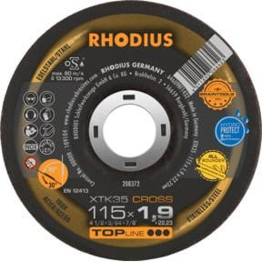 RHODIUS TOPline XTK35 CROSS Extradünne Trennscheibe für Metall, Durchmesser: 115 mm, Breite: 1,9 mm, Bohrung: 22,23 mm - Bild 1