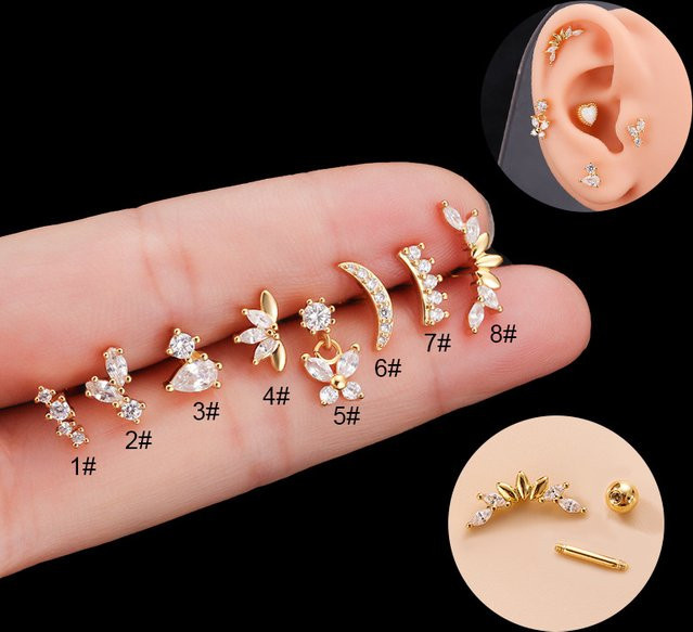 Ohrstecker mling, Edelstahl, Zirkonia, Gold, Damen - Bild 1