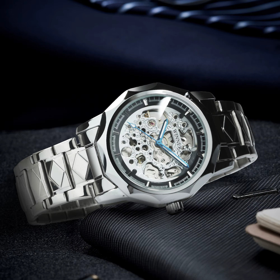 WINNER Armbanduhr, Automatik, Edelstahl, Schwarz, Herren - Bild 4