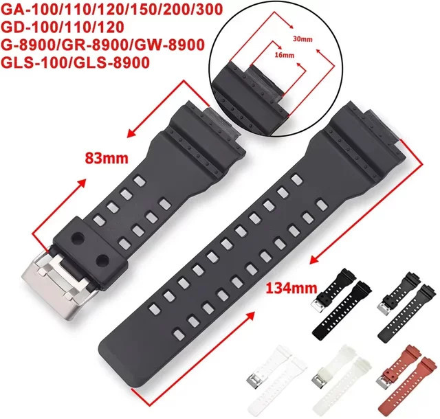Casio Uhrenarmband Silikon, Schwarz, Herren, 16 mm - Bild 1