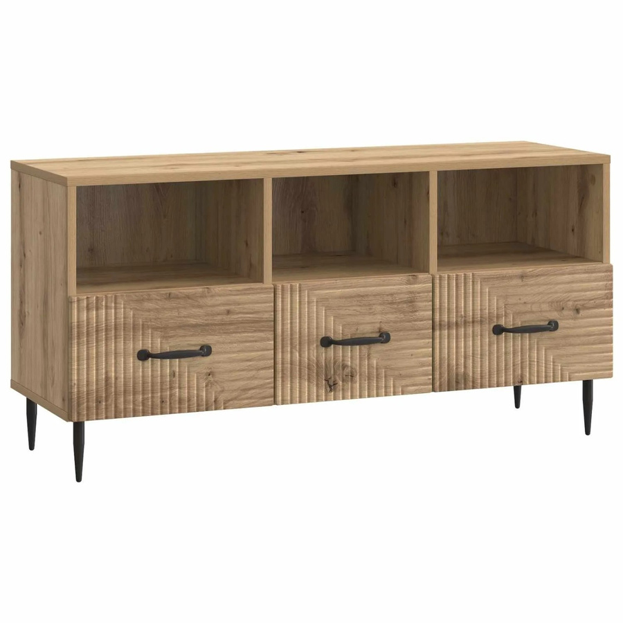 vidaXL TV-Schrank Artisan-Eiche in Braun, Vintage Design für dein Wohnzimmer, B/T/H: 102 x 34,5 x 50 cm - Bild 2