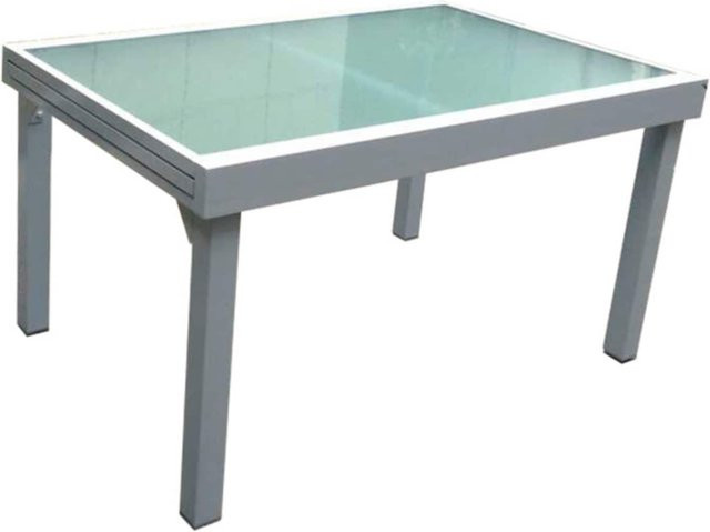 Garden Pleasure Ausziehtisch Lola rechteckig aus Grau mit Wellenglas und Aluminiumgestell B/T/H: 270 x 90 x 75 cm - Bild 1