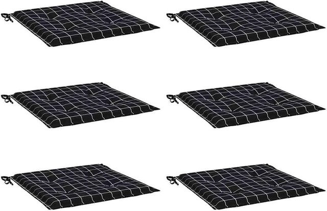 6er Set vidaXL Gartenstuhl-Kissen aus Oxford-Gewebe in Schwarz-weiß mit Karomuster, wasserabweisend und atmungsaktiv, B/T/H: 40 x 40 x 4 cm - Bild 1