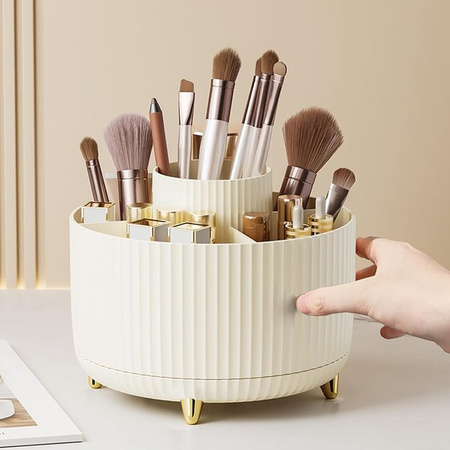 RUNTOIN Kosmetik-Aufbewahrungsorganizer 360 Grad drehbar, rotierender Halter aus Kunststoff für Schminktisch und Badezimmer, Weiß/Grün