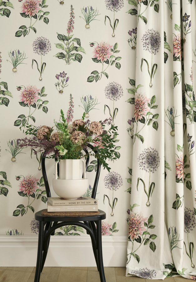 Clarke & Clarke Wallpaper Roseraie Summer Botanische Floral Tapete Grün Multicolour Vlies - Bild 1