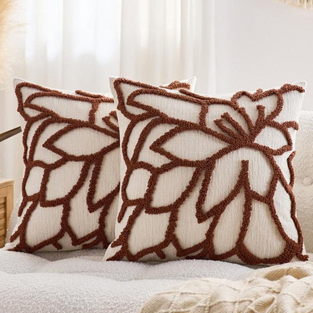JMG Clothing Chenille Kissenbezug Floral in Weiß, B/B: 45 x 45 cm - Bild 1