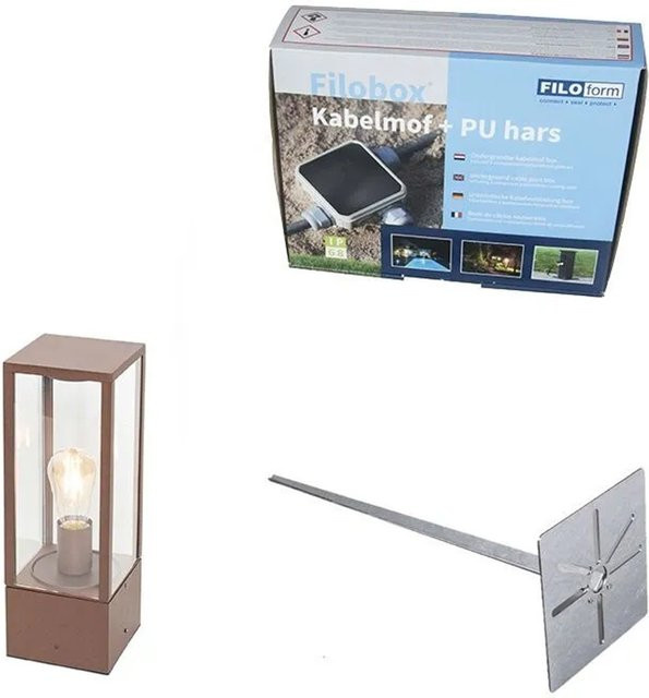 QAZQA Charlois Industrielle Stehende Außenlampe in Rostbraun, IP44, Höhe: 40 cm - Bild 1