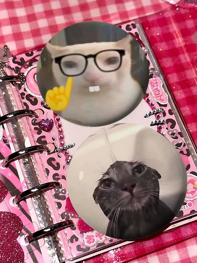 Brosche Katze Memes, Metall, Unisex - Bild 3