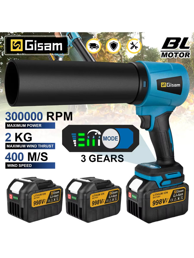 Gisam Bürstenloses Elektrisches Turbo Gebläse Jet Fan 3000 W mit 400 m/s und 300000 RPM für Makita 18 V Akku - Bild 6