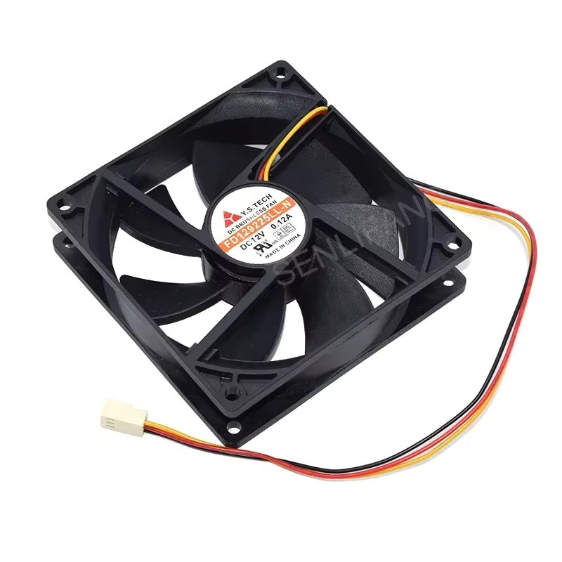 Server-Lüfter FD129225LL-N von Julongfengbao, DC12V 0,12A, 3Pin, Schwarz, B/T/H: 90 x 90 x 25 mm - Bild 3