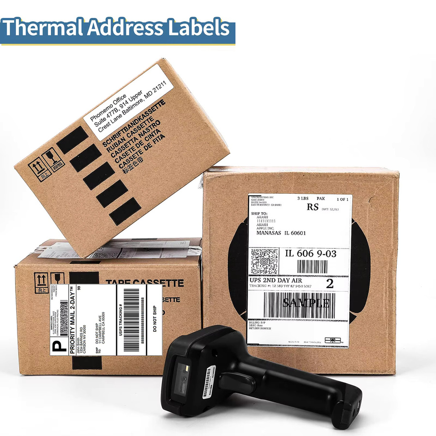 Phomemo A6 Direkt-Thermoetiketten in Weiß, 100 Stück Fanfold-Versandetiketten für PM-241BT/D520 Frachtbriefdrucker, 4x6 Zoll - Bild 3