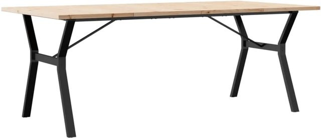 vidaXL Esstisch mit Y-Gestell aus Massivholz Kiefer und Gusseisen, Braun, B/T/H: 200 x 100 x 75,5 cm - Bild 1