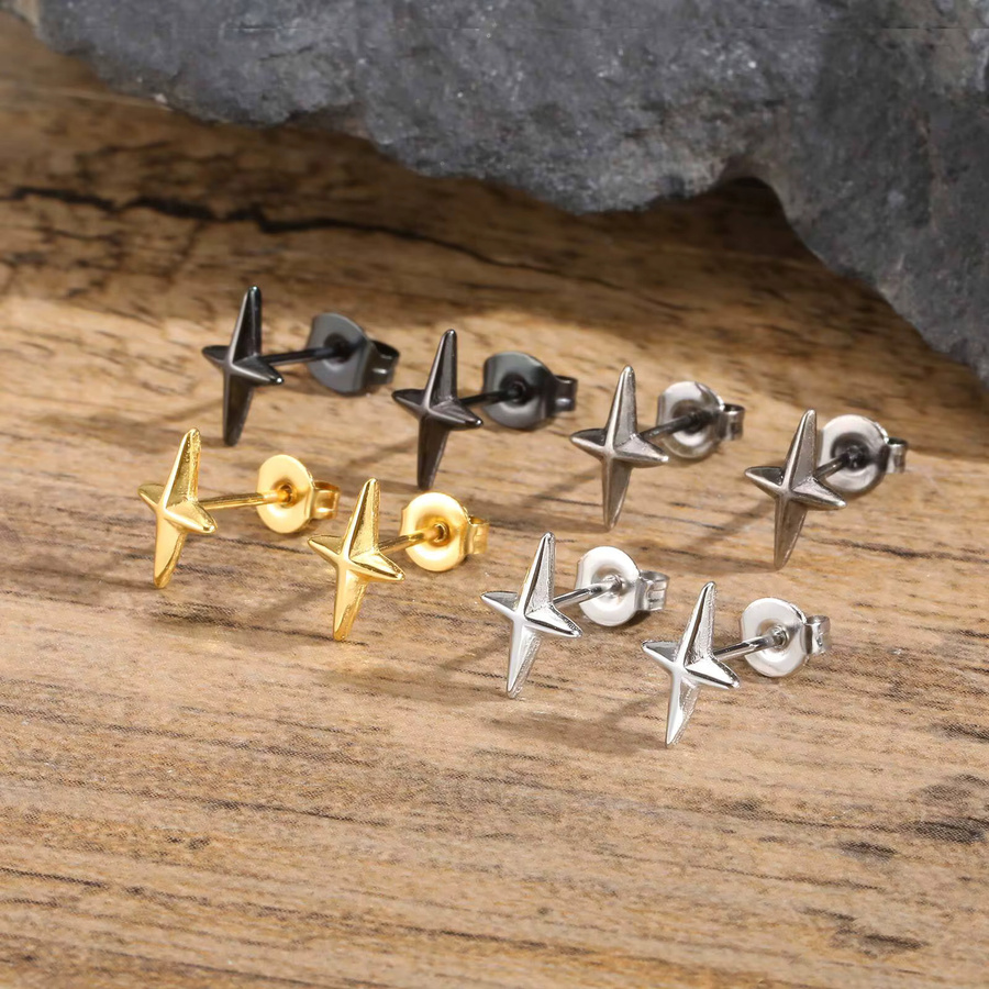 Ohrstecker Stern, Edelstahl, Schwarz, Herren - Bild 3