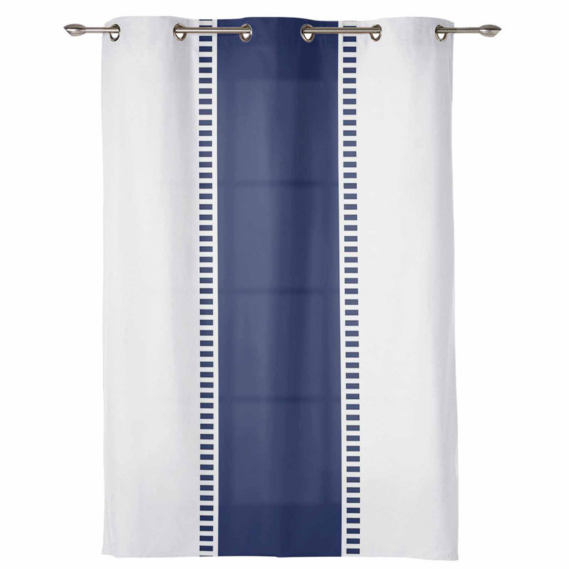 Super Six Vorhang mit blauem Streifenmuster in Weiß, semi-transparent, B: 135 cm, H: 60 cm - Bild 2