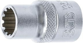BGS Steckschlüssel-Einsatz Gear Lock 10212, Antrieb Innenvierkant 12,5 mm (1/2 Zoll), Schlüsselweite 12 mm, Farbe Silber - Bild 1