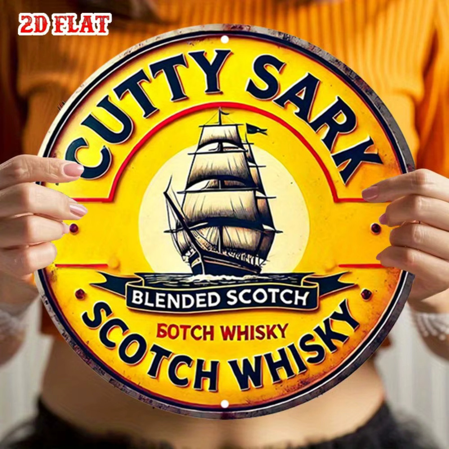 Cutty Sak Nautical & Whiskey Vintage Rundes Aluminiumschild als Rustikale Metallwandkunst - Bild 6
