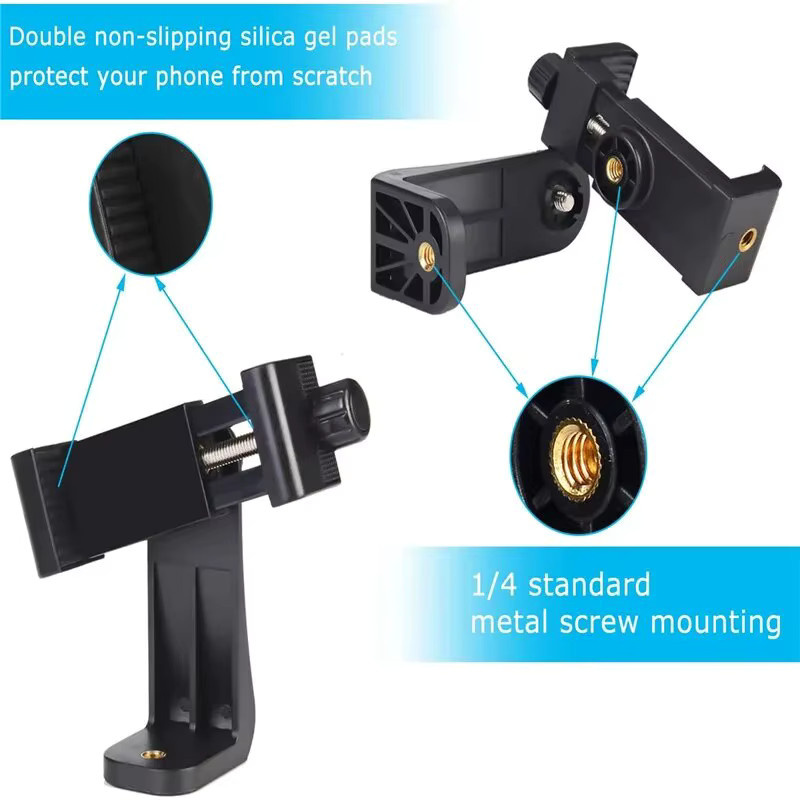 Universal Smartphone und Tablet Halterung mit Blitzschuh Adapter für Stativ und Tripod, Schwarz - Bild 4