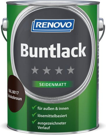 RENOVO Buntlack für Holz in Braun, lösungsmittelbasiert, satin-matt und wetterfest - Bild 1