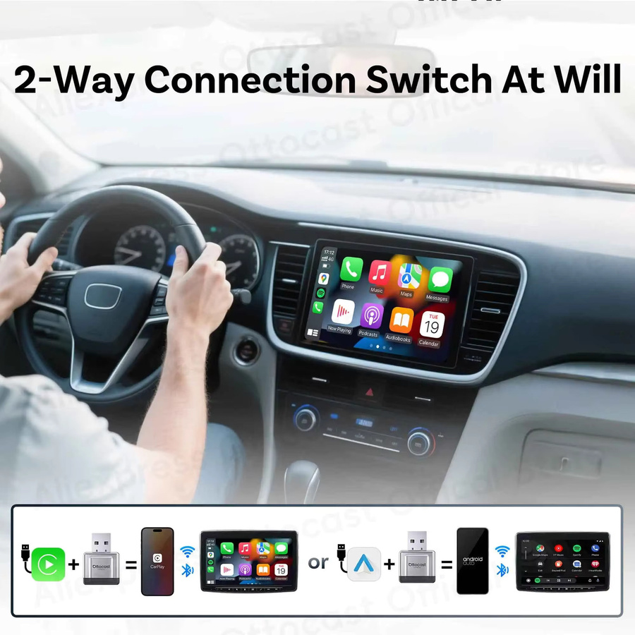 Ottocast Express Mini Gem Cube 3.0 Adapter für kabelloses CarPlay und Android Auto USB-Dongle - Bild 2