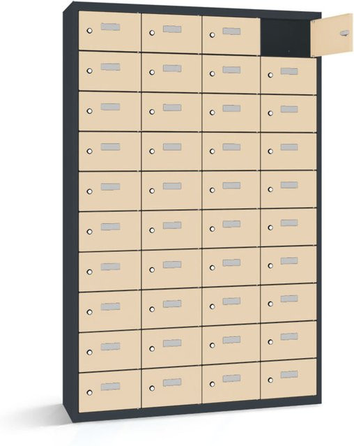 rotstahl Wertfachschrank mit 40 Fächern in Beige, B/T/H: 115 x 30 x 180 cm - Bild 1