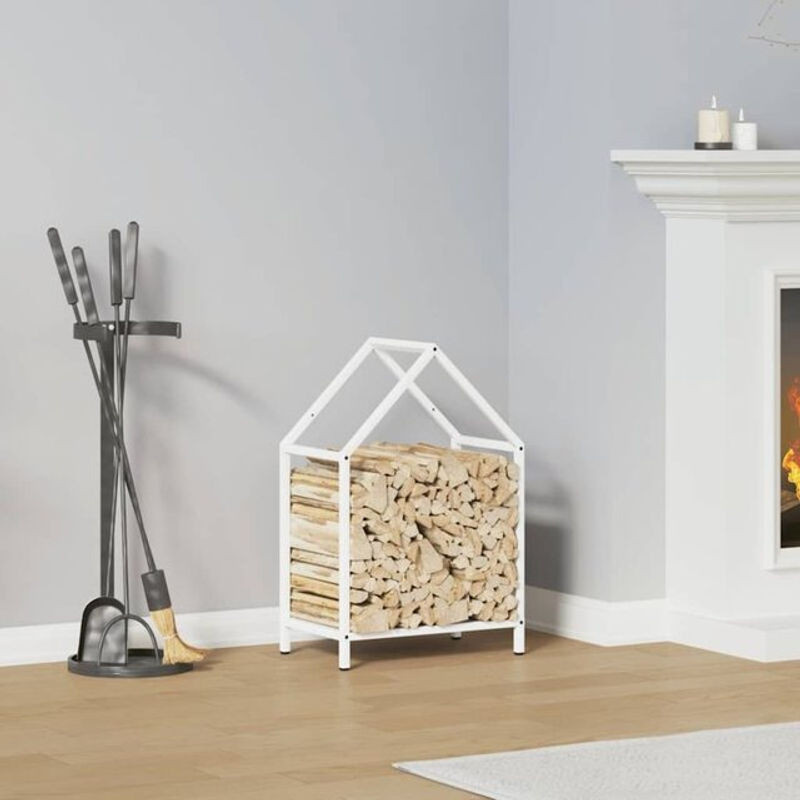 Vidaxl Brennholzregal aus kaltgewalztem Stahl in Weiß, minimalistisches Design, B/T/H: 40 x 25 x 60 cm - Bild 1