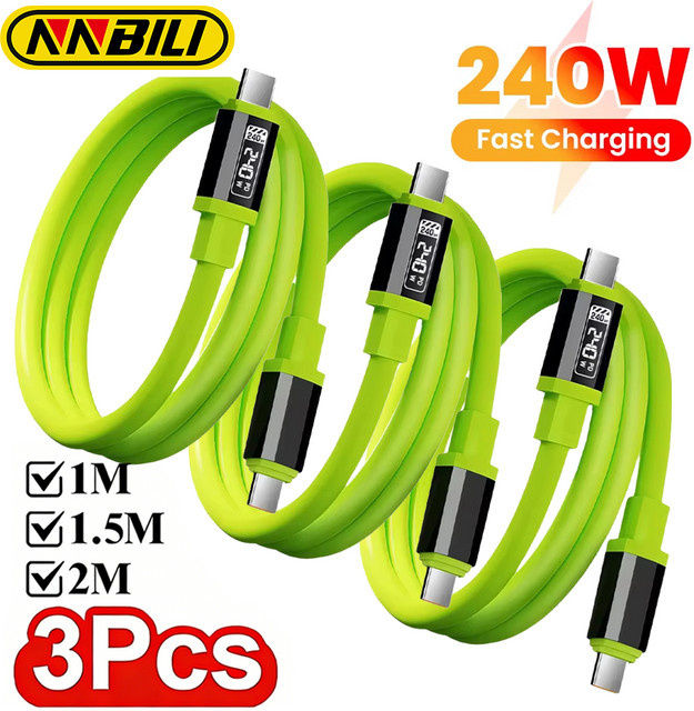 NNBILI USB-C zu USB-C Schnellladekabel 240W PD Datenkabel in Grün - Bild 1