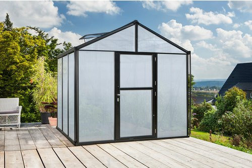Vitavia Gewächshaus Zeus in Schwarz mit Aluminiumrahmen und Polycarbonat-Verglasung - Bild 1