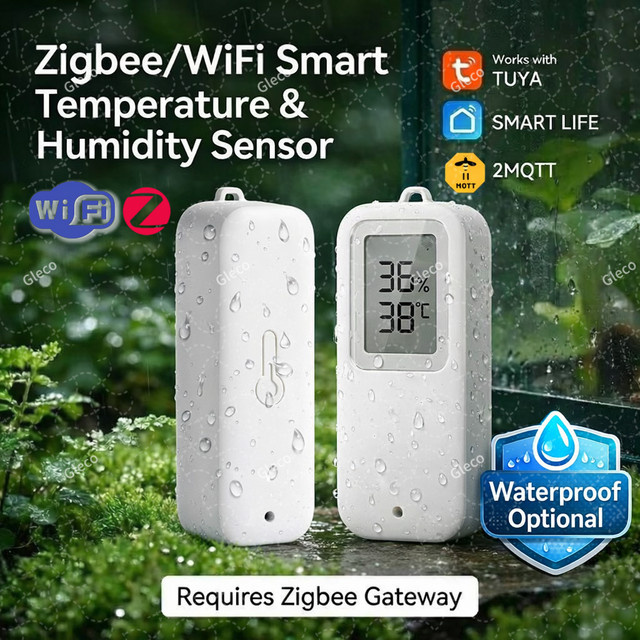 Tuya Zigbee Wifi Temperatur- und Feuchtigkeitssensor mit LCD-Display in Weiß für Smart Life und 2MQTT App - Bild 1
