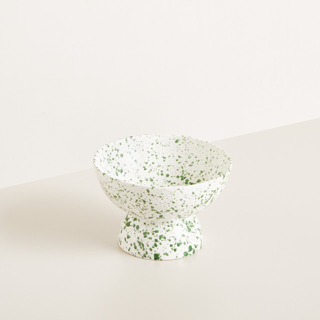 Keramik Schale mit Sockel von BLUME2000 in Grün und Weiß, Höhe: 14,0 cm, Durchmesser: 21,5 cm - Bild 1